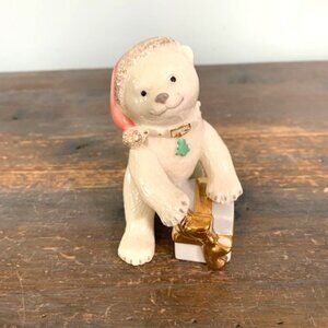 Lenox Santa Polar Bear with Present Figurine